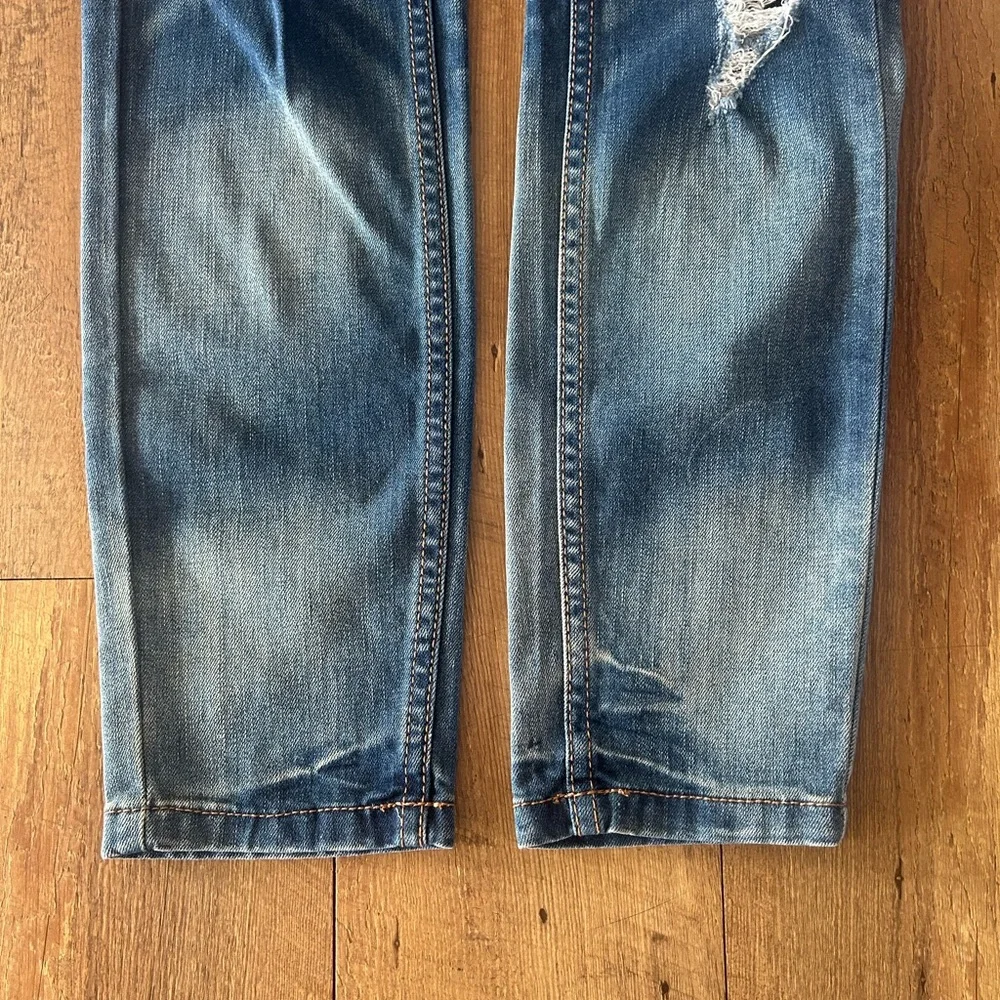 Free People Distressed Skinny Jeans W25 | Mid Rise Stretch Medium Wash - Picture 3 of 12
